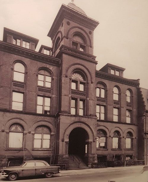 An old photo of the exterior of Elmwood Spa